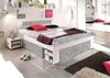 STEFAN Moderne Doppelbett Bettanlage 140x200 cm mit 2x Nachtkommoden - Schlafzimmer Komplett-Set in Beton-Optik, Weiß - 145 x 86 x 204 cm (B/H/T) Bild 3