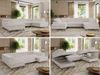 MKS Möbel 'Pablo U-Form' Wohnlandschaft mit Bettkasten, Beige, Cordstoff, Visco Topper Bild 2