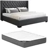 Vente-unique - MASSIMO Bett Stoff Grau - B 215,5 cm x H 141,5 cm x L 223,5 cm Bild 4