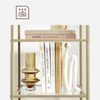 Vasagle Standregal, Bücherregal, Badregal, 5 Ebenen, Küchenregal, schmal, Regal, Badezimmerregal, für Wohnzimmer, Schlafzimmer, Arbeitszimmer, Hartglas, Stahlgestell, goldfarben Bild 4