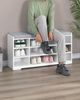 Schuhbank, Schuhregal mit Sitzfläche, Sitzbank mit Stauraum, Kissen, 9 Fächer, 30 x 103 x 52,7 cm, verstellbare Ablagen, für Wohnzimmer, Flur, Schlafzimmer, weiß-grau Bild 2