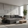 Wohnero24 modernes Ecksofa MARVIN Cord Dunkelgrau 298 x 180 cm – Eckcouch L-Form mit Schlaffunktion 250 x 150 cm, universelle Ottomane Bild 3
