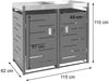 2er-Mülltonnenverkleidung HWC-H40b, Mülltonnenbox, Pflanzkasten Edelstahl-Metall-Kombi 39kg 110x115x62cm erweiterbar Bild 3