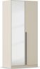 rauch Kleiderschrank Alba, Drehtürenschrank, Garderobenschrank, 2-türig, mit Spiegel, mit 1 Kleiderstange und 1 Einlegeboden, Farbe Champagner, Beige, Griffstange Grau metallic, Schwarz, 91x197x56cm Bild 3