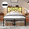 MSMASK Metallbett mit LED-Beleuchtung, Steckdose und 2 USB-Anschlüssen (Ohne Matratze), Bettgestell 90x200 cm in Braun mit Metall-Lattenrost Bild 4