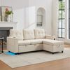 Merax 208cm großes Sofa, 3-sitzer-Schlafsofa, L-förmiges Sofa, Klappsofa mit verstecktem Stauraum, Ambiente-Sofa mit LED-Lichtleiste, Ecksofa Treviso, beige Bild 3