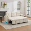 Merax 208cm großes Sofa, 3-sitzer-Schlafsofa, L-förmiges Sofa, Klappsofa mit verstecktem Stauraum, Ambiente-Sofa mit LED-Lichtleiste, Ecksofa Treviso, beige Bild 2