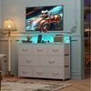 WLIVE Kommode mit 8 Stoffschubladen, LED-Beleuchtung und Ladestation (Aufbewahrungsschrank mit Holzplatte und Metallgestell, Aufbewahrungsschrank mit Holzplatte und Metallgestell), Schlafzimmerkommode für Wohnzimmer, Flur und Schlafzimmer Bild 2