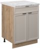 Küchenunterschrank Fame-Line GrauBeige 60 cm mit Schublade, AP Marmor Vicco Bild 1