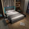 Polsterbett 140x200 cm aus Leinen mit Stauraum, integrierter Ladefunktion (USB/Type-C) und LED-Beleuchtung Bild 4