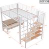 Etagenbett (140 x 200 ) mit stabilem Metallrahmen, Hochbett mit abnehmbarem Polstersofa, Stauraum und Sicherheitstreppe. Geeignet für Kinder, Jugendliche und Erwachsene Weiß Bild 5