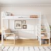 Etagenbett (140 x 200 ) mit stabilem Metallrahmen, Hochbett mit abnehmbarem Polstersofa, Stauraum und Sicherheitstreppe. Geeignet für Kinder, Jugendliche und Erwachsene Weiß Bild 3