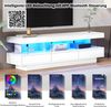 Merax 160*38*50.5cm weißer Hochglanz-TV-Schrank mit 3 Glasfächern, LED-Beleuchtung, App-Steuerung, Bluetooth-verbunden, für 70-Zoll-TV, Hochglanz mit Glas-TV-Ständer, Smart TV-Schrank Bild 3