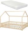 Hausbett Hesel, Kinderbett, Lattenrost und Matratze, Holzoptik, 140x200 cm Bild 2