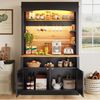 Küchenschrank mit LED-Beleuchtung & offenem Regal, 107 x 43 x 184 cm, schwarz Bild 3