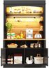 Küchenschrank mit LED-Beleuchtung & offenem Regal, 107 x 43 x 184 cm, schwarz Bild 5
