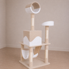 belviona Katzenkratzbaum, Kletterbaum für Katzen mit Höhle, Hängematte, Treppe & Liegeplattform, 133 cm, beige/weiß Bild 3