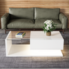 Merax Couchtisch, Beistelltische, Couchtische mit Glas und LED-Effekt, Weiß Bild 2