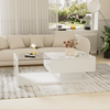 Merax Couchtisch, Beistelltische, Couchtische mit Glas und LED-Effekt, Weiß Bild 3