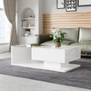 Merax Couchtisch, Beistelltische, Couchtische mit Glas und LED-Effekt, Weiß Bild 5