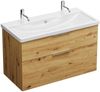 Burgbad EQIO Waschbecken mit Unterschrank 103 cm breit, Braun, Waschbecken Keramik Weiß, 2 Hahnlöcher Bild 2