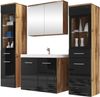 Badmöbel-Set Madrit II (Farbe: Wotan / Schwarz Hochglanz, mit Siphon, mit weißer LED Beleuchtung) Bild 2