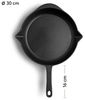 BURNHARD® Gusseisen Pfanne Ø30 cm, Bratpfanne, Pre-Seasoned - Für Gasgrill, Backofen und alle Herdarten inkl. Induktion - Schwarz - #946103 Bild 4