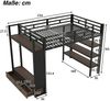Hochbett mit RGB LED-Streifen, Kleiderstange, Lattenrost, Trittleiter, Regal, Wandgitter und Schubladen, 140x200 cm, Kinderbett mit Rausfallschutz, Metallbett Bild 5