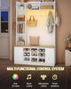 Garderobenständer mit Sitzbank, Garderobe mit LED, Kleiderständer, Verstellbare Regalböden, 15 Offene Fächer, 7-Haken, für Eingangsbereich, 40,3 x 120 x 191 cm, Weiß und Gelb Bild 3