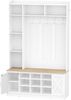Garderobenständer mit Sitzbank, Garderobe mit LED, Kleiderständer, Verstellbare Regalböden, 15 Offene Fächer, 7-Haken, für Eingangsbereich, 40,3 x 120 x 191 cm, Weiß und Gelb Bild 2