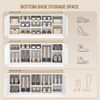 Garderobenständer mit Sitzbank, Garderobe mit LED, Kleiderständer, Verstellbare Regalböden, 15 Offene Fächer, 7-Haken, für Eingangsbereich, 40,3 x 120 x 191 cm, Weiß und Gelb Bild 5