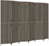 Paravent Raumteiler 6-tlg. Grau Poly Rattan Bild 2