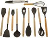 12 teiliges Küchenhelfer-Set aus Silikon Kochgeschirr mit Holzgriff Hitzebeständig Grau Bild 2