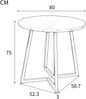 Esstisch runder Tisch H 75 x T 80 x B 80 cm, MDF mit modernem Marmor‑Muster, weiß, stabiles Metallgestell Bild 3