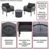 Poly-Rattan Garnitur HWC-P80, Lounge-Set Garten Stuhl, Tischkamin Bioethanol-Fire-Pit Alu Stoff 220g/m² ~ creme-beige Bild 2