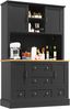 Hochschrank 115x40x180 cm, mit App-gesteuerter LED-Beleuchtung, 3 Schubladen, MDF Schwarz/Nature Bild 5