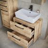 Waschbeckenunterschrank Set Florence 60 x 35 cm – Kastanie Eiche – Badmöbel mit Spiegelschrank und Hochschrank Bild 3
