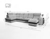 robin SOFA ROBIN Strukturstoff Verschiedene Farben (H 95 x T 180/169 x B 392 cm) Bild 3