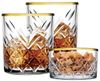Pasabahce 96818 Timeless Golden Touch 3 teilig im Kristall-Design Retro Design - 2 Whisky Glas und 1 Kristall-Schale Bild 4