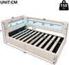 Merax Einzelbett, Polsterbett, Daybett, 90 x 200 cm, Hydraulische Lagerungt, Sofabett Mit USB Typ-C Ladefunktion, LED-Beleuchtung, Leinen, Beige Bild 4