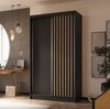 AX LIVING Cabinio Kleiderschrank 120cm breit Schwarz/Artisan-Lamellen Bild 2