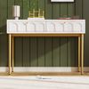 Merax Schminktisch mit 2 Schubladen, Kommode Schlafzimmer Highboard Sideboard Schubladenkommode für Schlafzimmer, Creme-Weiß - H76.5/B100/T45 cm Bild 5