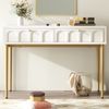 Merax Schminktisch mit 2 Schubladen, Kommode Schlafzimmer Highboard Sideboard Schubladenkommode für Schlafzimmer, Creme-Weiß - H76.5/B100/T45 cm Bild 2