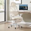 UEV Bürostuhl Ergonomischer mit Fußstütze Schreibtischstuhl (Wippfunktion neigbar bis 135°,atmungsaktiver Stoff drehstuhl), mit Verstellbarer Kopfstütze, Armlehnen, Dynamischer Lordosenstütze Bild 3