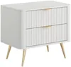 Vente-unique - ELONARIA Nachttisch Holz, Platte Weiß - B 38 cm x H 55,3 cm x L 63,2 cm Bild 2