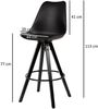 2er Set Barhocker Schwarz Kunstleder / Massivholz, Design Barstuhl Skandinavisch 2 Stück mit schwarzen Beinen, Tresenhocker mit Lehne Sitzhöhe 77 cm Bild 4