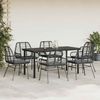 vidaXL 7-tlg. Garten-Essgruppe mit Kissen Schwarz Poly Rattan Glas 3334552 Bild 3