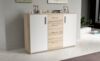 Sideboard >IKOLI< 2 Türen, 4 Schübe, Sonoma Eiche / Weiss - 119,6x81,7x31,4cm (BxHxT) Bild 2