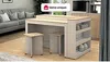 Vente-unique - NUSICE Küchenmöbel Holz, Platte BeigeWeiß - B 79,2 cm x H 82 cm x L 138,7 cm Bild 2
