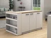 Vente-unique - NUSICE Küchenmöbel Holz, Platte BeigeWeiß - B 79,2 cm x H 82 cm x L 138,7 cm Bild 3